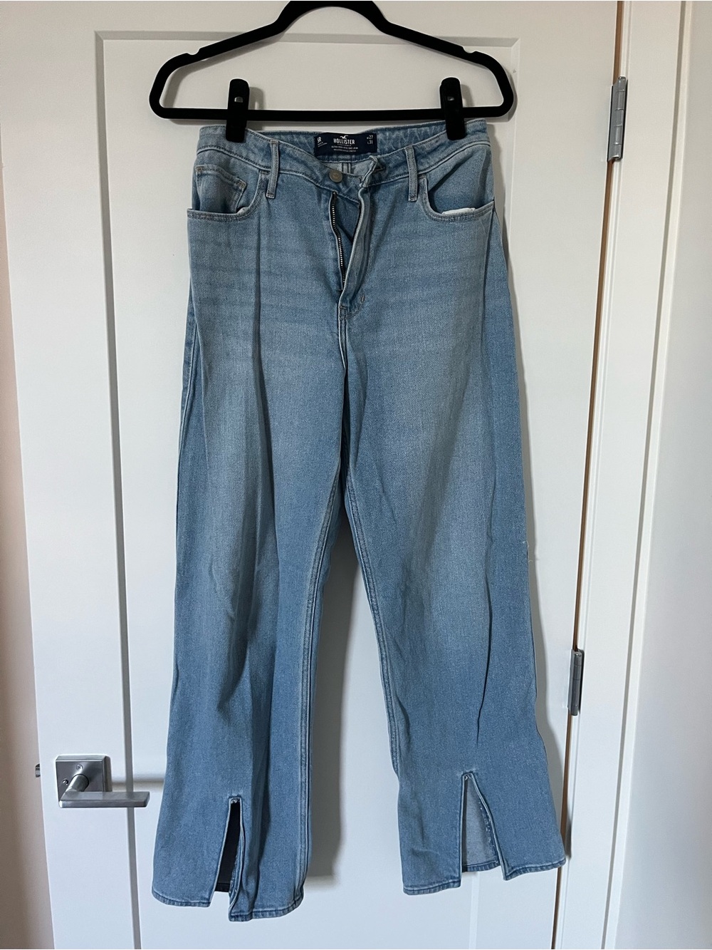 Hollister Light Blue Split-Hem Wide Leg Jeans